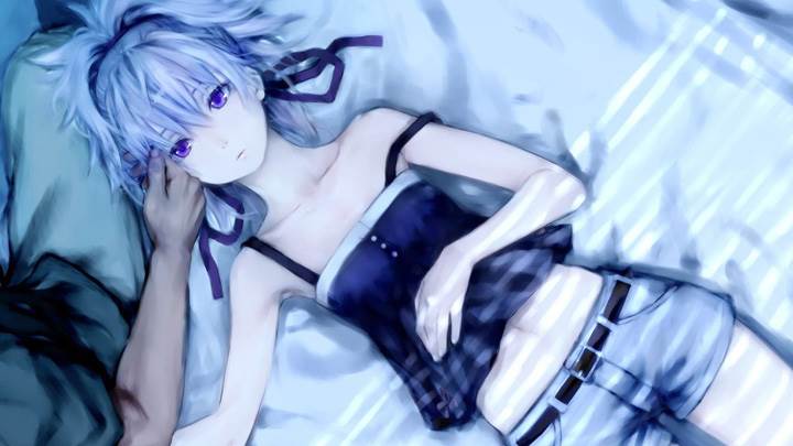 Cartoon Girl Laying On Bed In Sad Mood